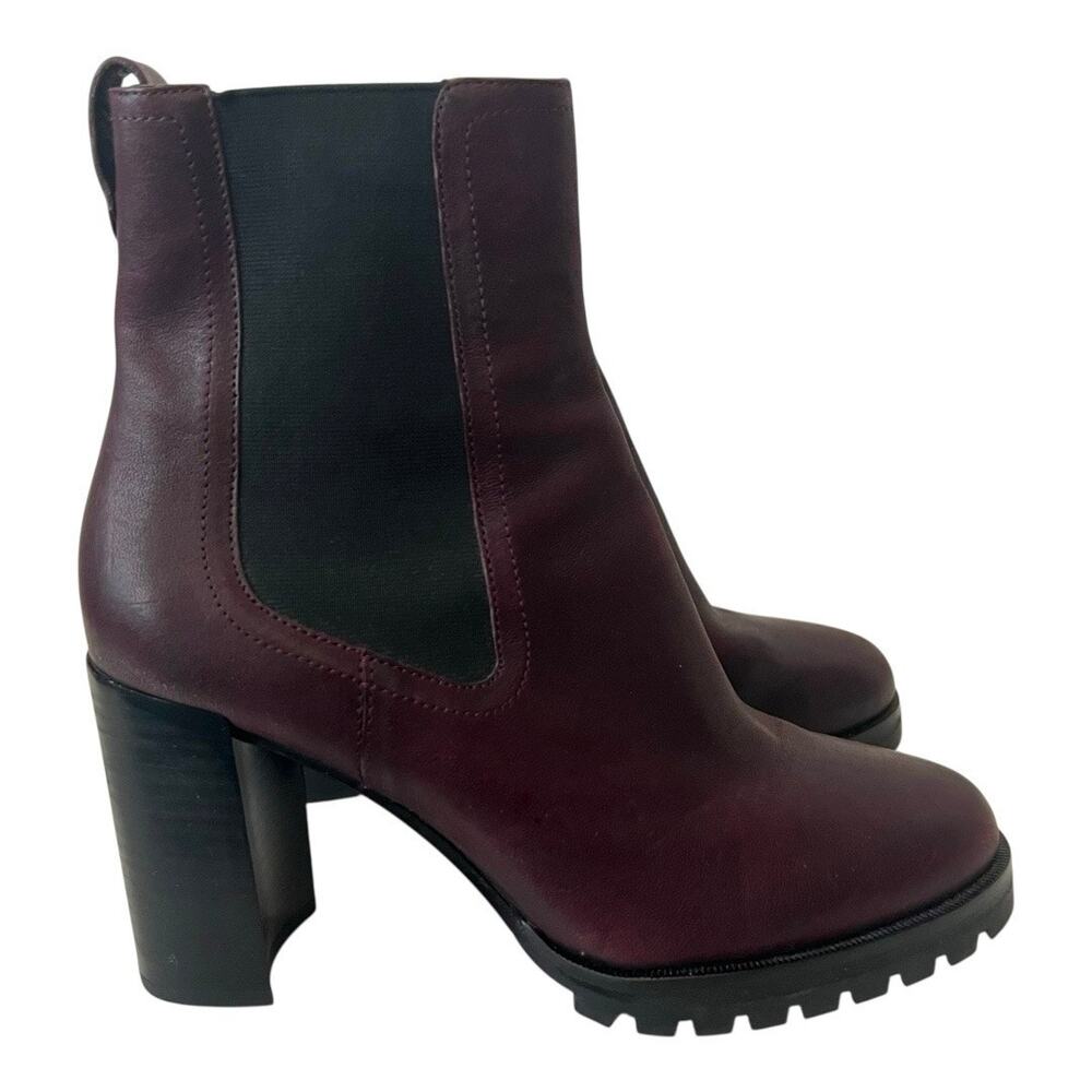 Paige Natasha Chelsea Leather Heel Boots In Ox Blood Women Size 9